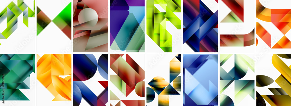 Triangles and circles abstract shapes templates set Triangles and circles abstract shapes templates set
