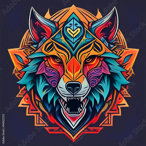 colored wolf head logo