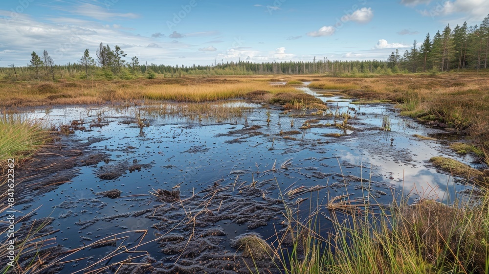 The peat bog is alive with activity as ane bubbles continuously rise and pop on the surface. The peat bog is alive with activity as ane bubbles continuously rise and pop on the surface.