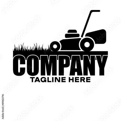 Minimalist mower company or lawn care services logo