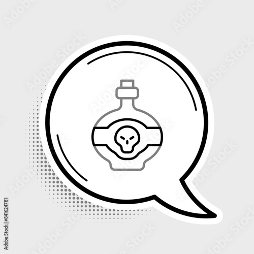 Line Poison in bottle icon isolated on grey background. Bottle of poison or poisonous chemical toxin. Colorful outline concept. Vector