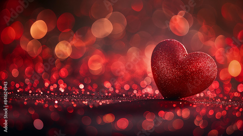 Red Glitter Heart on Sparkling Background

