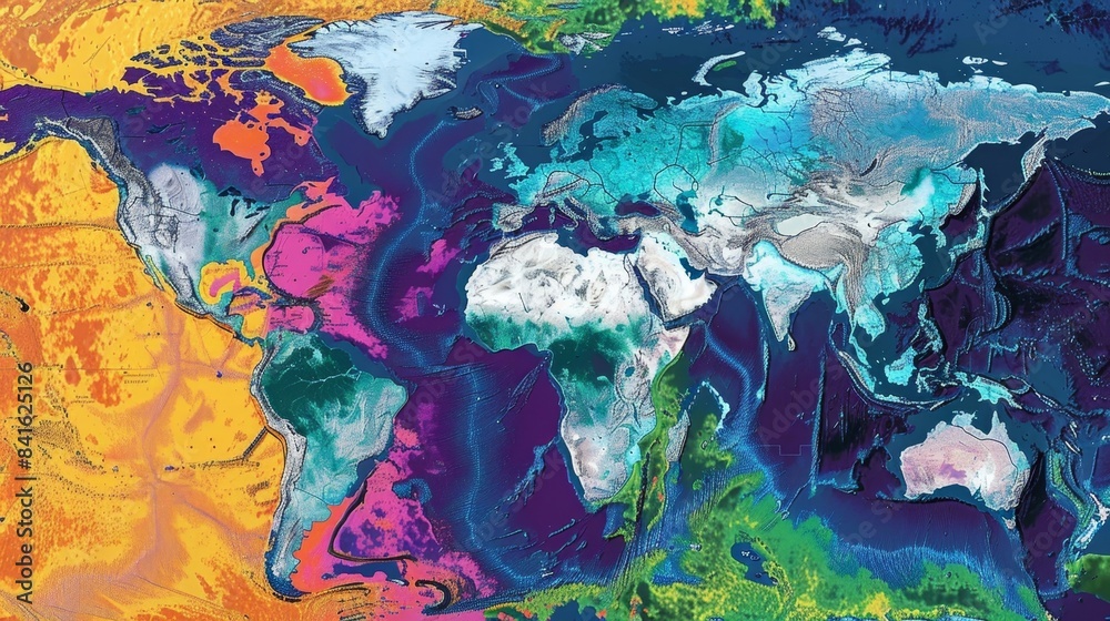 Naklejka premium A heat map tracing the potential spread of invasive species under changing climate conditions utilizing data on temperature humidity and species habitat preferences.