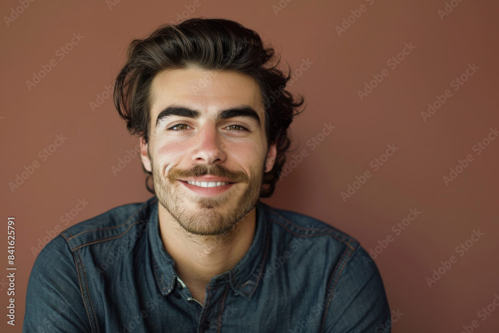 Obraz premium A close up portrait of a young man with a subtle smile