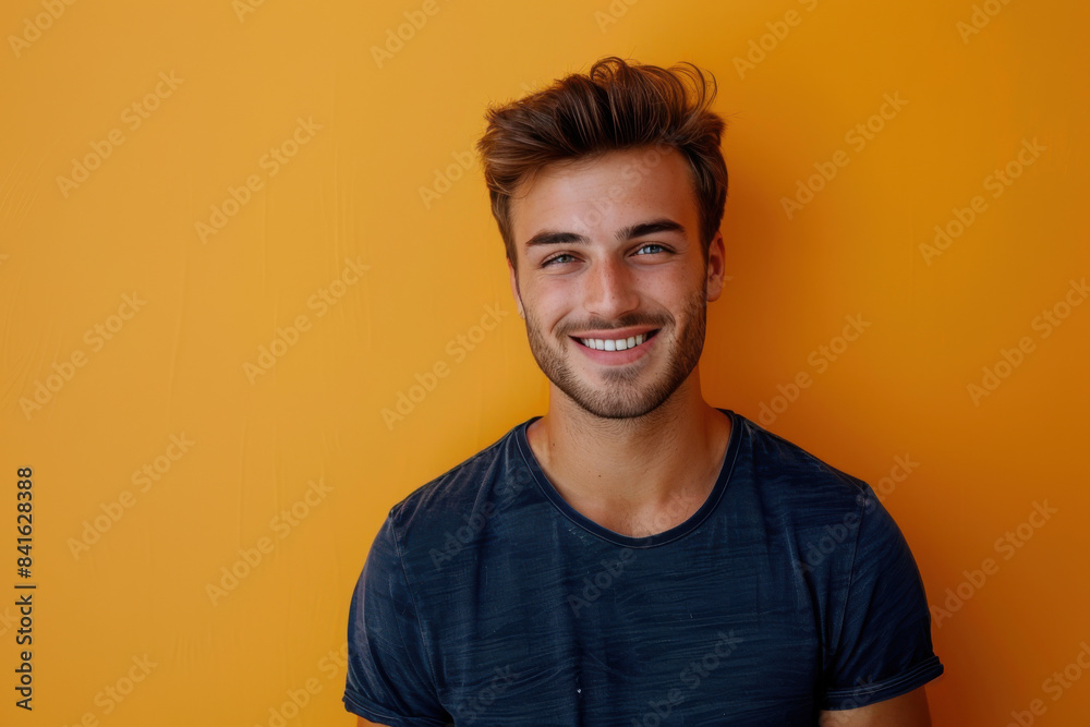 Obraz premium A close up portrait of a young man with a subtle smile