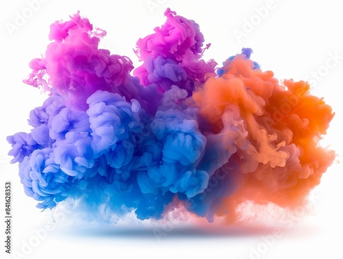 Blue color explosion isolated on white background
