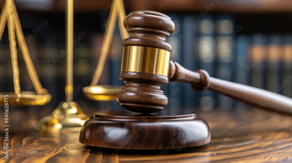 A gavel rests on a sound block, signifying a legal judgment to be made