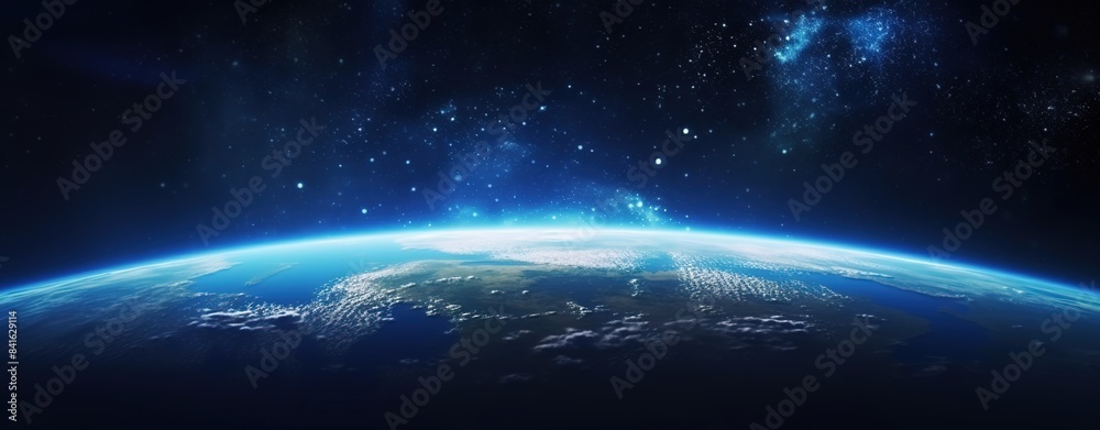 Fototapeta premium A panoramic view of the Earth from space