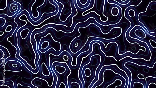  outline topographic contour map abstract tech motion graphic design. Moving Waves On Black Background photo