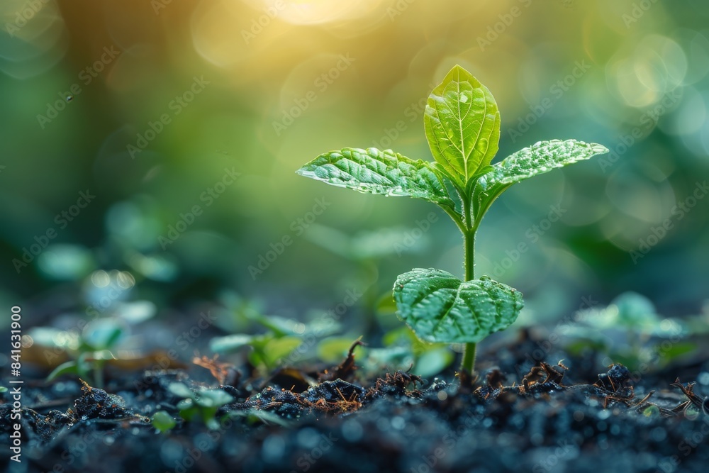 Seedling are growing in the soil with sunlight. Seedling are growing in the soil with sunlight.