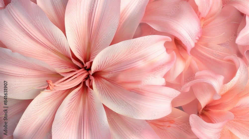 Top view of a big light pink lily flower Top view of a big light pink lily flower