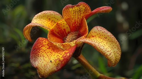 Uncommon Osiria flower displaying petals in shades of yellow and red photo