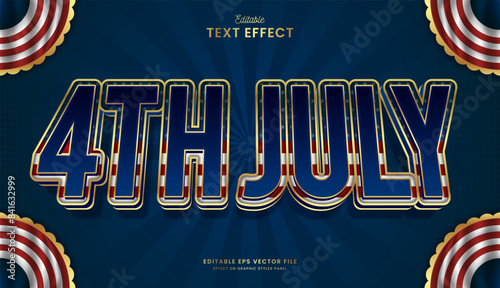 decorative america 4th july editable text effect vector