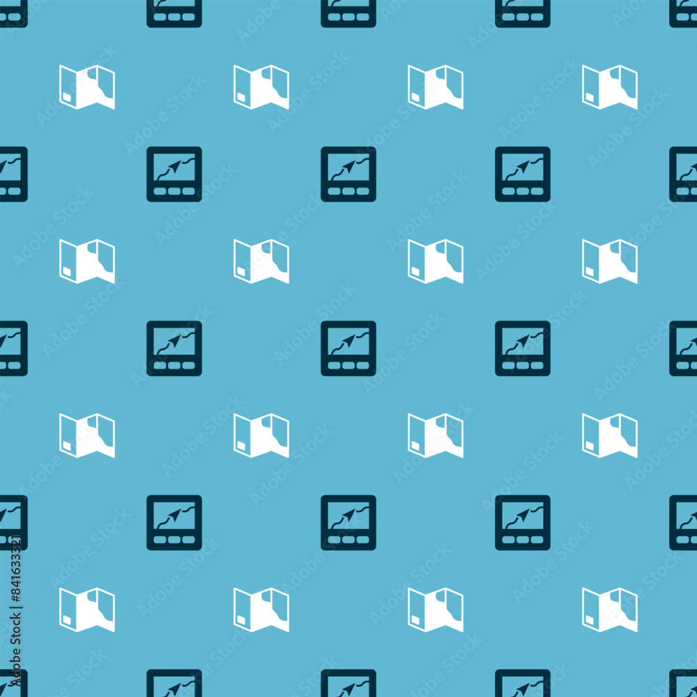 Set Gps device with map and Folded on seamless pattern. Vector Set Gps device with map and Folded on seamless pattern. Vector