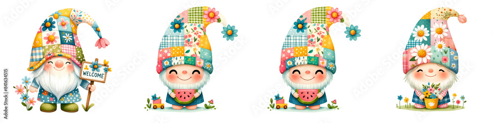 Cute watercolor gnome on white background Cute watercolor gnome on white background