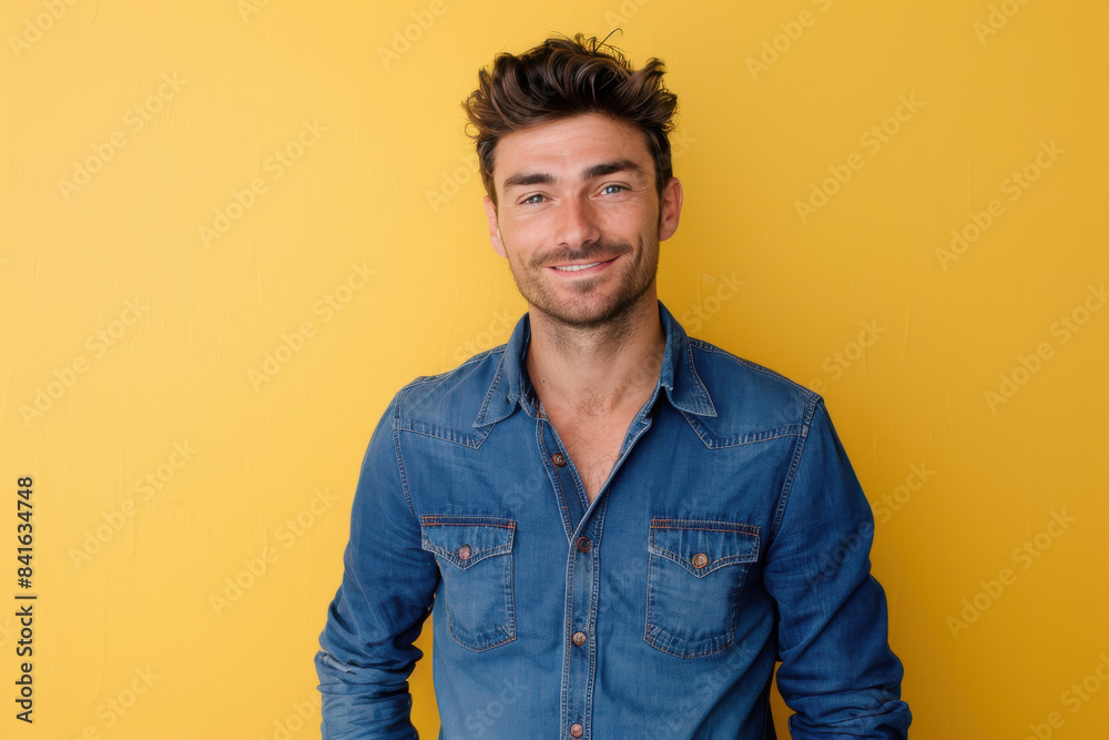 Obraz premium A close up portrait of a young man with a subtle smile
