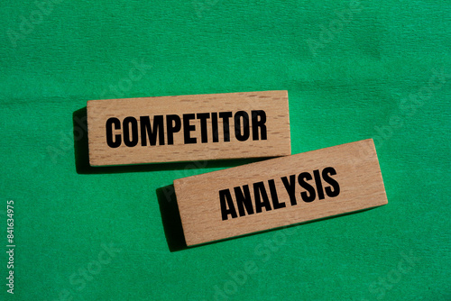 Canvas Print Competitor analysis message written on wooden blocks with green background