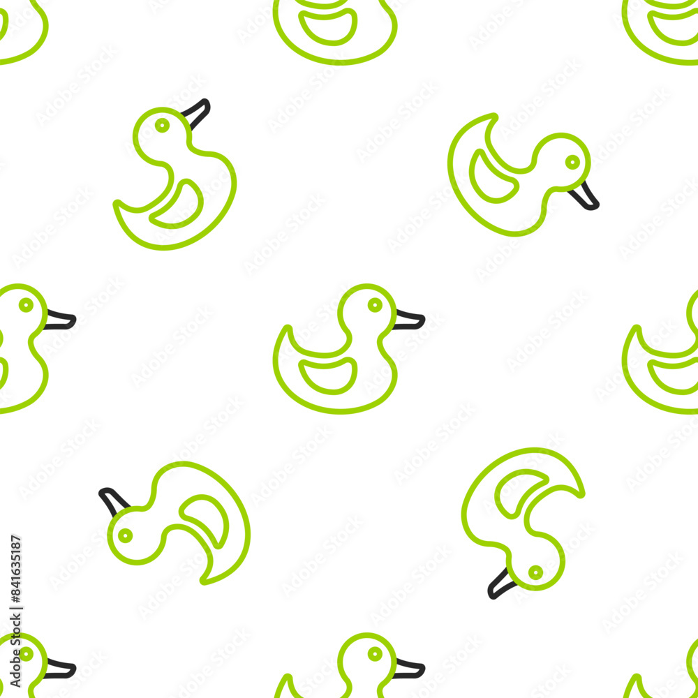 Line Rubber duck icon isolated seamless pattern on white background. Vector Line Rubber duck icon isolated seamless pattern on white background. Vector