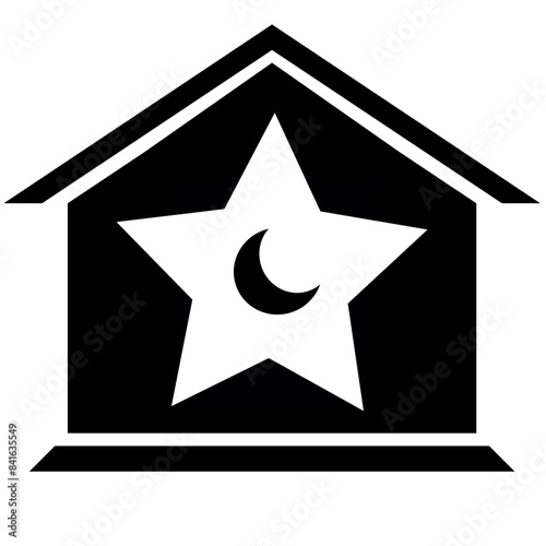 Home icon with star and moon on button