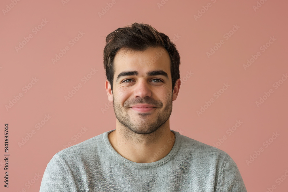 Fototapeta premium A close up portrait of a young man with a subtle smile