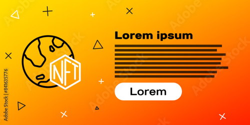 Line NFT Digital crypto art icon isolated on yellow background. Non fungible token. Colorful outline concept. Vector