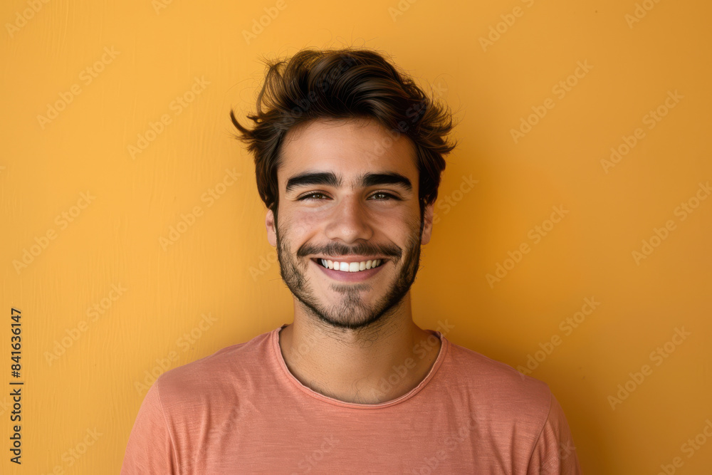 A close up portrait of a young man with a subtle smile A close up portrait of a young man with a subtle smile