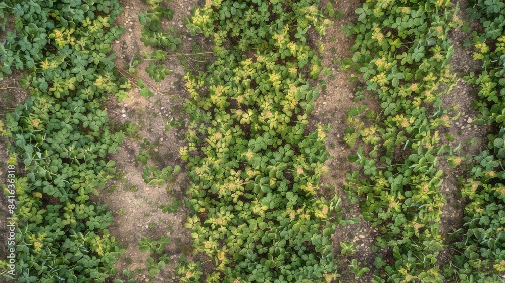 A highresolution image from a drone reveals a patch of discolored plants indicating potential pest infestation.