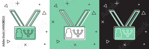 Set Psychology icon isolated on white and green, black background. Psi symbol. Mental health concept, psychoanalysis analysis and psychotherapy. Vector