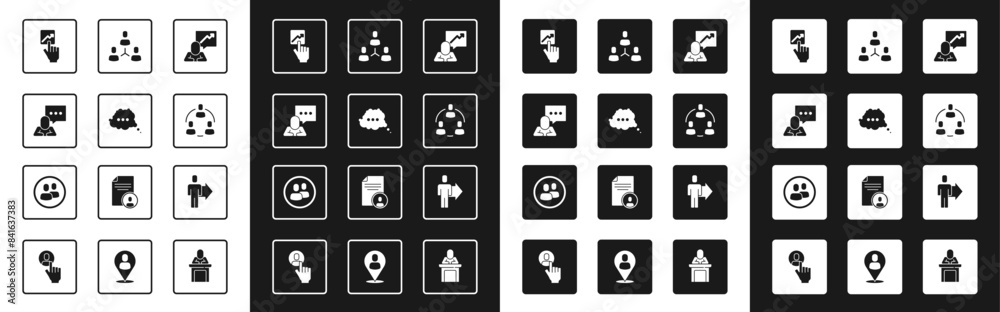 Set Team leader, Speech bubble chat, Project team base, and icon. Vector Set Team leader, Speech bubble chat, Project team base, and icon. Vector