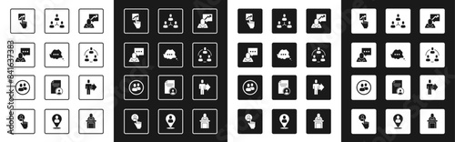 Set Team leader, Speech bubble chat, Project team base, and icon. Vector