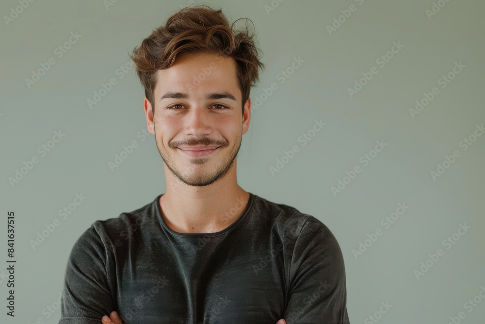 Obraz premium A close up portrait of a young man with a subtle smile