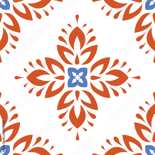 Beautiful ethnic flower seamless pattern in tribal design background texture in native American, Mexican, African,Indian,moroccan.Tradition folk culture art background. Scandinavian design for deco