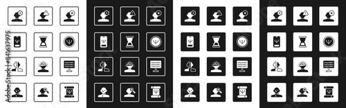 Set Solution problem in psychology, Old hourglass, Online psychological counseling, Psychology, Finding, Encephalogram and Bipolar disorder icon. Vector