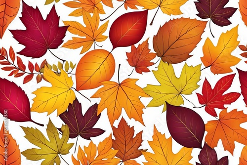 Colorful autumn leaves on a white background. Autumn background concept