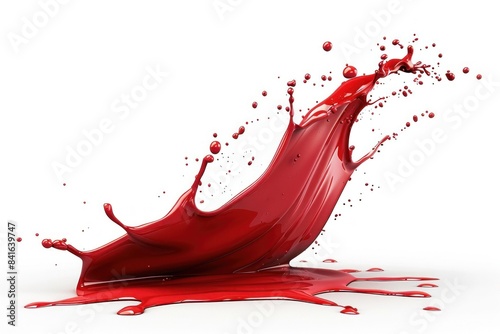 Dynamic red paint splash on white