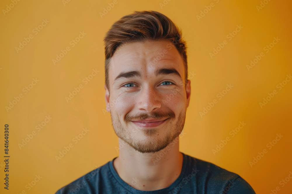 Obraz premium A close up portrait of a young man with a subtle smile