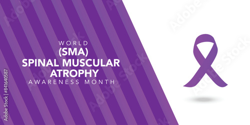 Spinal Muscular Atrophy Awareness Month. Vector web banner, poster, card for social media, networks. Text SMA Awareness Month, it is a genetic condition that causes muscle weakness and atrophy.august
