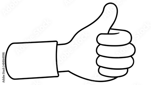 A line drawing of a thumbs-up gesture.