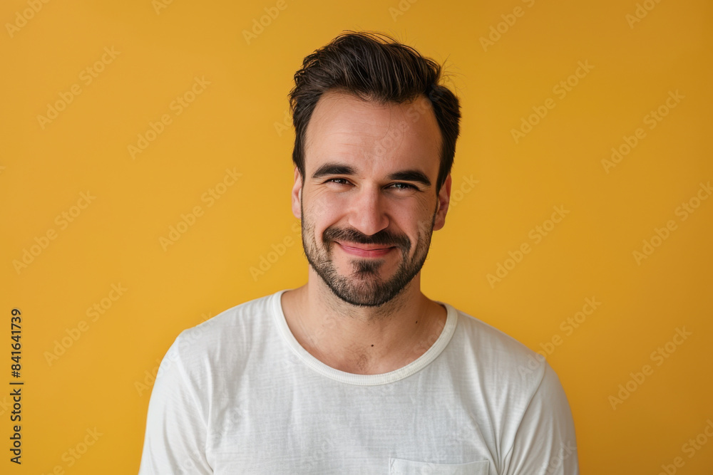 Fototapeta premium A close up portrait of a young man with a subtle smile