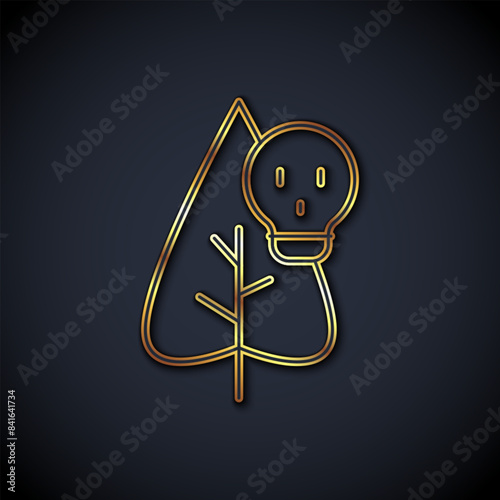 Gold line Poison flower icon isolated on black background. Vector