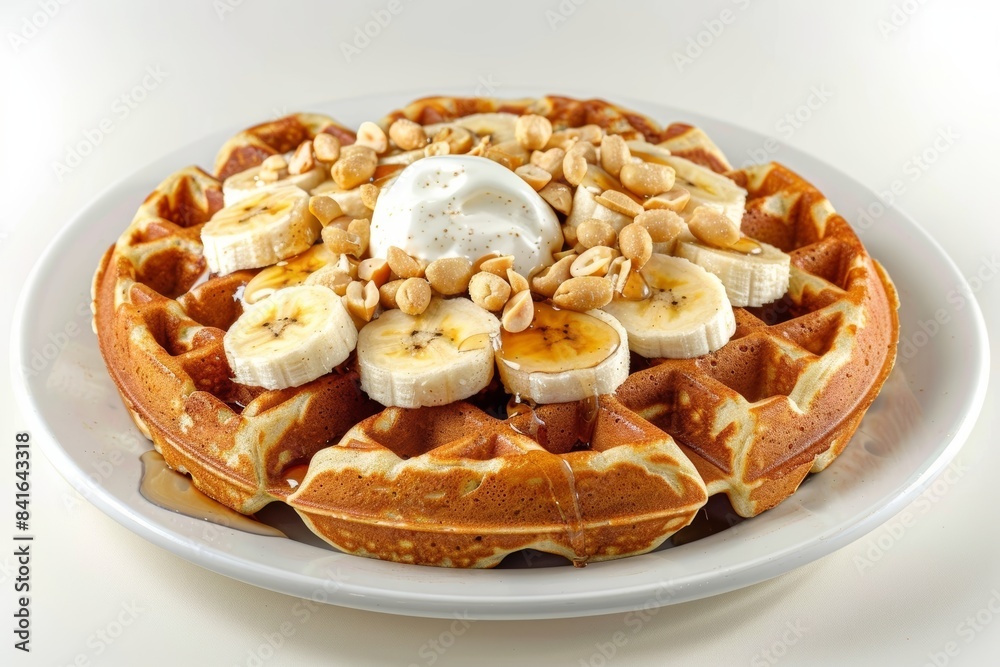 Golden Brown Banana Spice Waffles with a Subtle Hint of Tropical Flavor Golden Brown Banana Spice Waffles with a Subtle Hint of Tropical Flavor