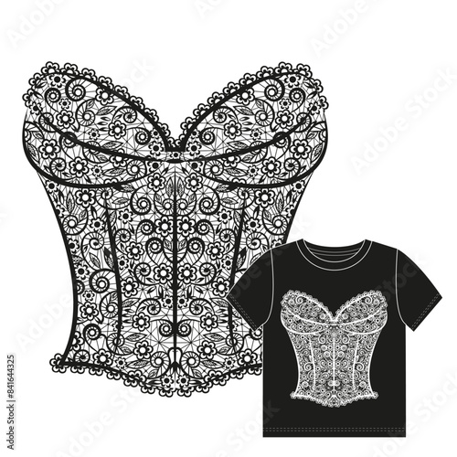 Bild auf Leinwand Torn hole with woman's body inside in lace bra