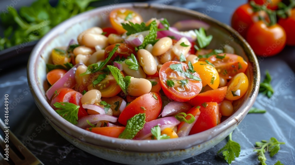 Marinated White Bean and Tomato Salad. Fresh Tomato and White Bean Salad Marinated White Bean and Tomato Salad. Fresh Tomato and White Bean Salad