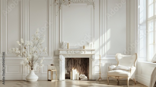 sleek interior deign with abstract cession set in pink color on the sofa wit hone sofa type new chair on the front of the isolated blue color 