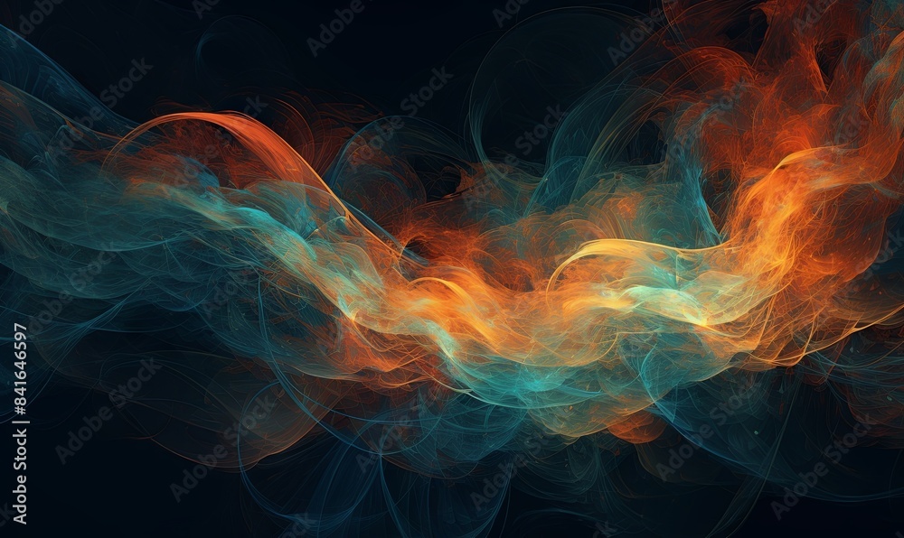 Abstract orange and blue fractal background - Generative Ai Abstract orange and blue fractal background - Generative Ai