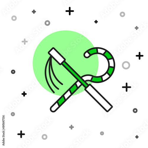 Filled outline Crook and flail icon isolated on white background. Ancient Egypt symbol. Scepters of egypt. Vector