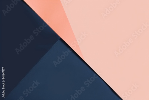 Abstract background of blue and peach paper forming geometric shapes  perfect for design projects that require a modern and minimalist aesthetic