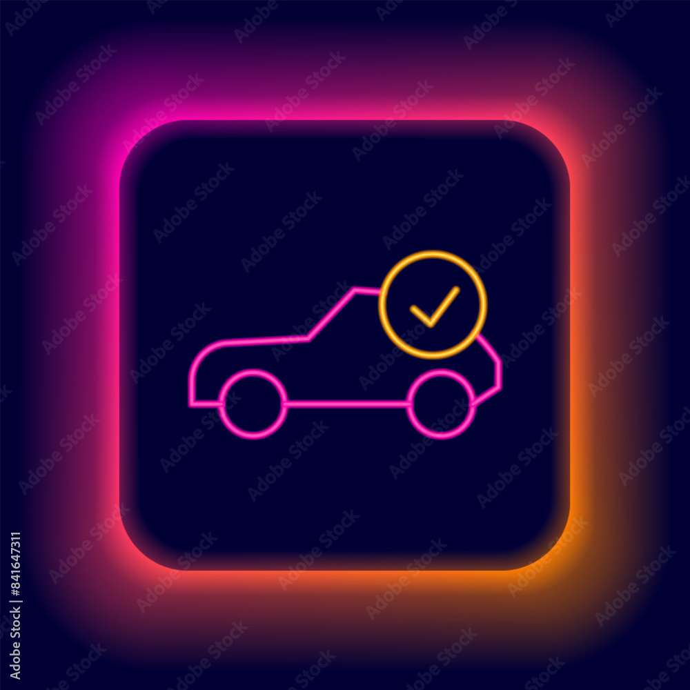 Glowing neon line Auto service check automotive icon isolated on black background. Car service. Colorful outline concept. Vector Glowing neon line Auto service check automotive icon isolated on black background. Car service. Colorful outline concept. Vector