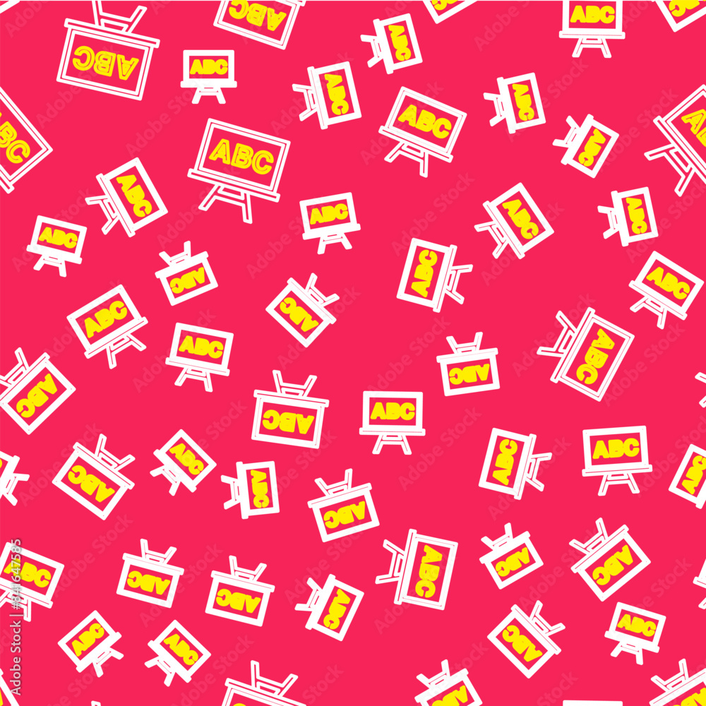 Line Chalkboard icon isolated seamless pattern on red background. School Blackboard sign. Vector Line Chalkboard icon isolated seamless pattern on red background. School Blackboard sign. Vector