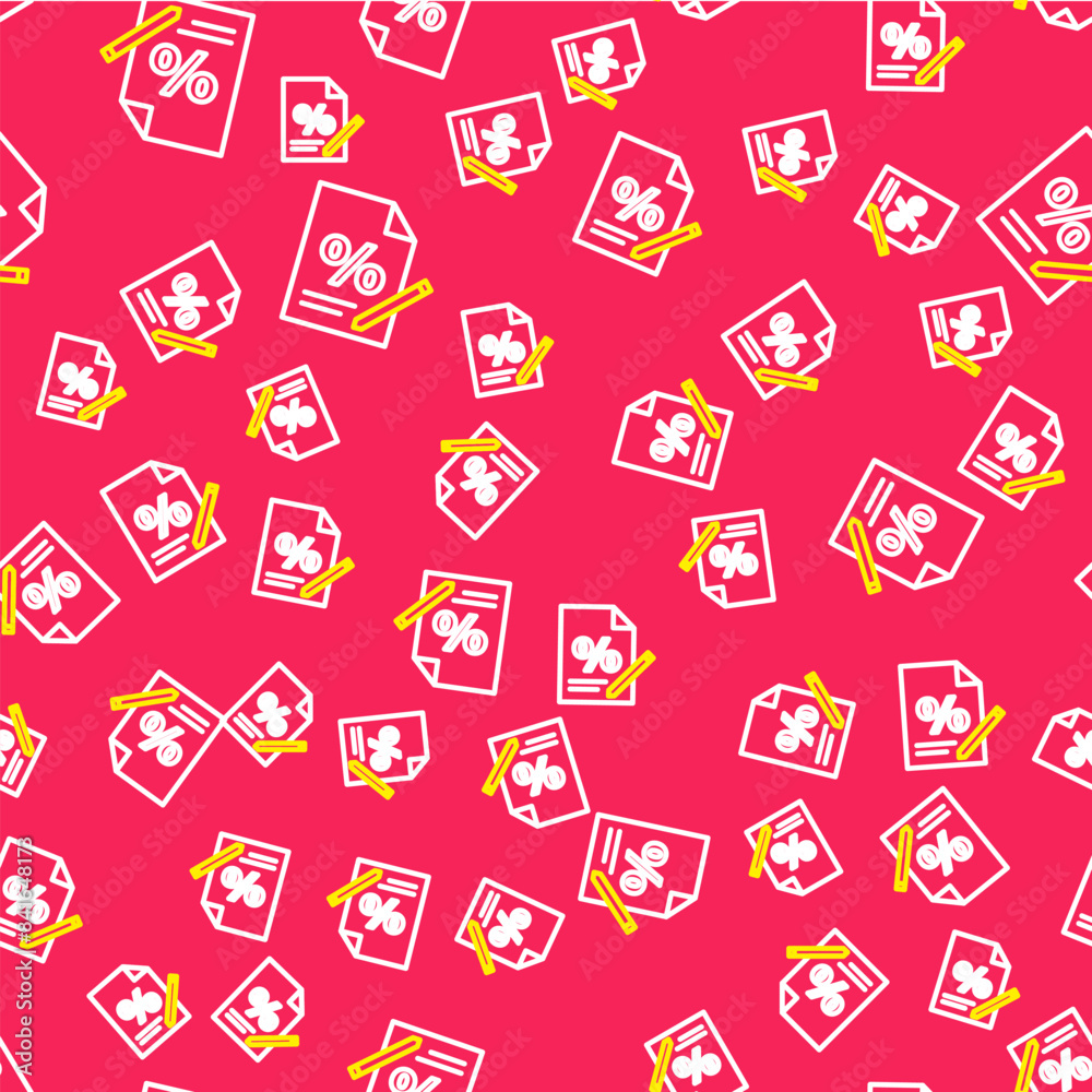 Line Finance document icon isolated seamless pattern on red background. Paper bank document for invoice or bill concept. Vector Line Finance document icon isolated seamless pattern on red background. Paper bank document for invoice or bill concept. Vector